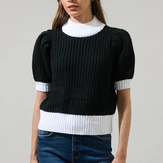 Holly Black Color Block Sweater