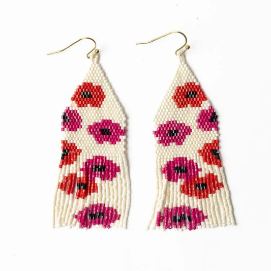 Delilah Poppies Beaded Fringe Earrings