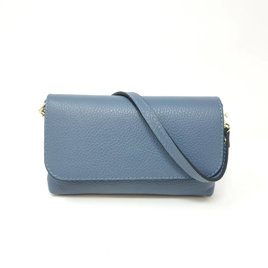 Kate Denim Blue Leather Crossbody Clutch