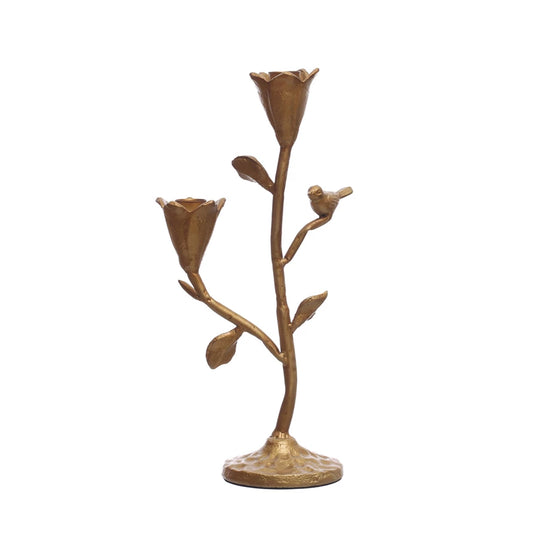 Flowers and Birds Cast Iron Taper Holder