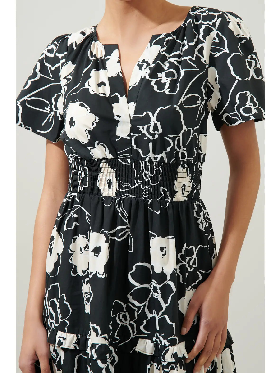 Farrah Black Floral Tiered Maxi Dress