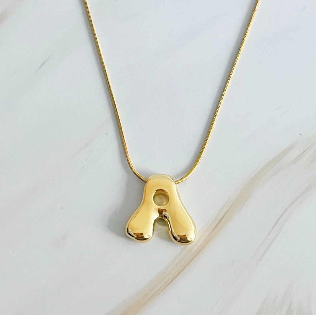 Bubble Gold Initial Necklace