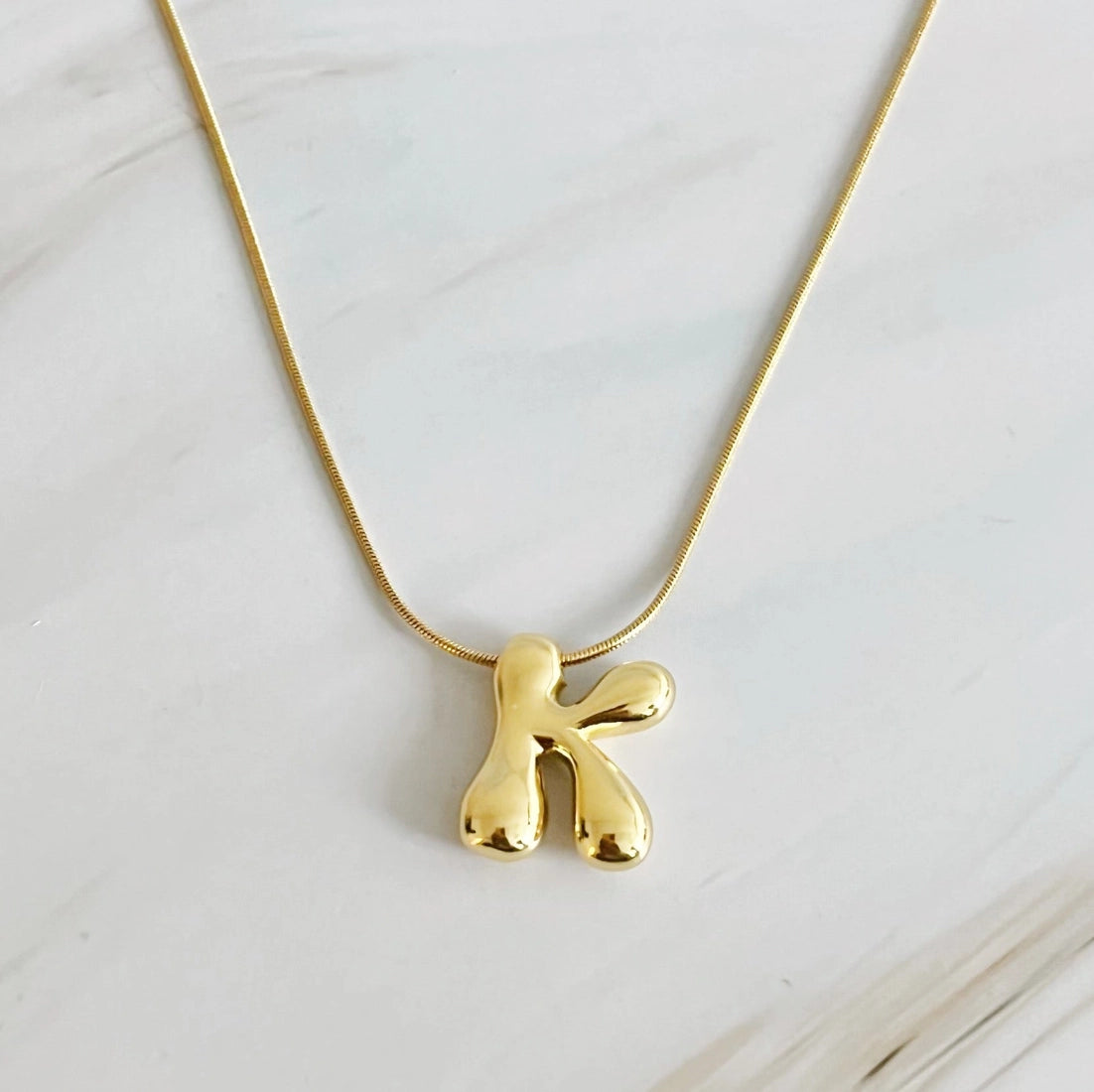 Bubble Gold Initial Necklace