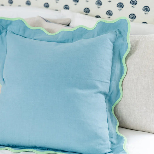 Farrah Aqua Scalloped Pillow