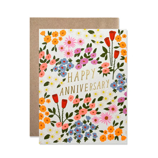 Summer Garden Happy Anniversary Card