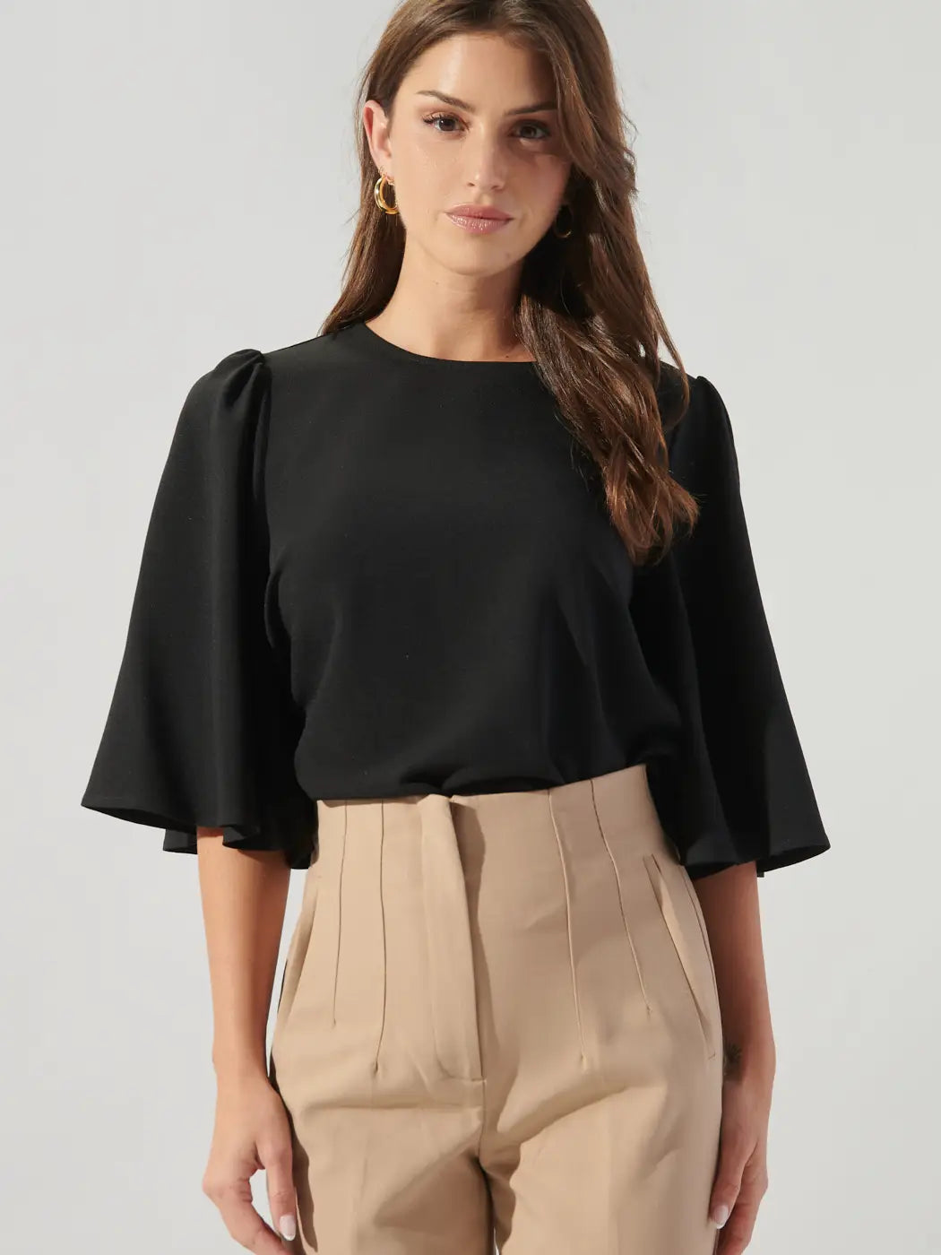 Black Flutter Sleeve Top