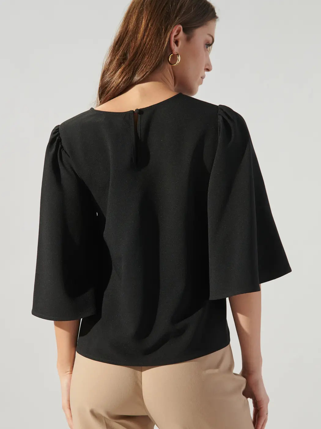 Black Flutter Sleeve Top