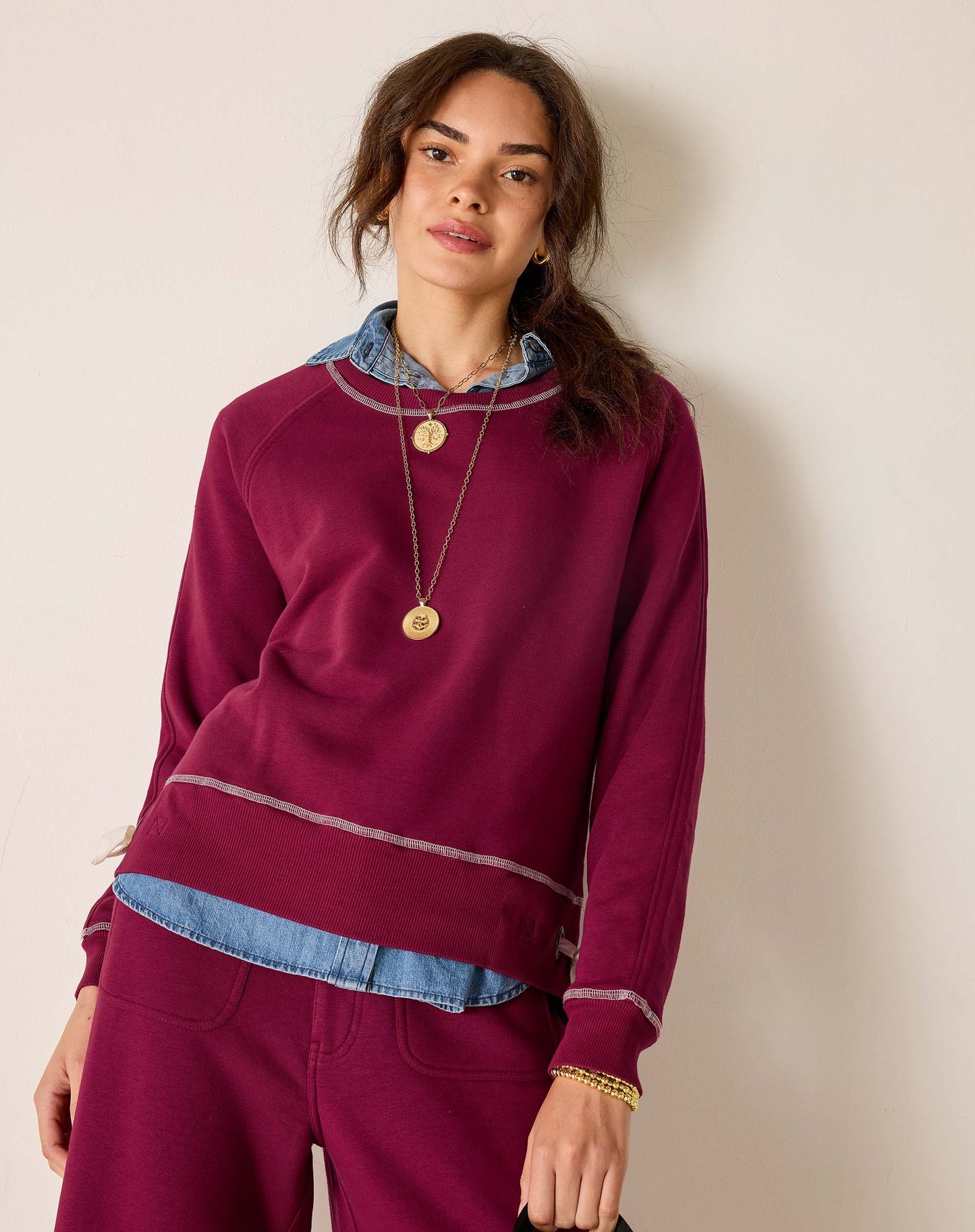 Frenchie Tie Side Crewneck - Winterberry