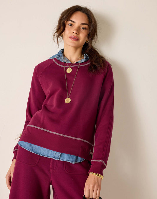 Frenchie Tie Side Crewneck - Winterberry