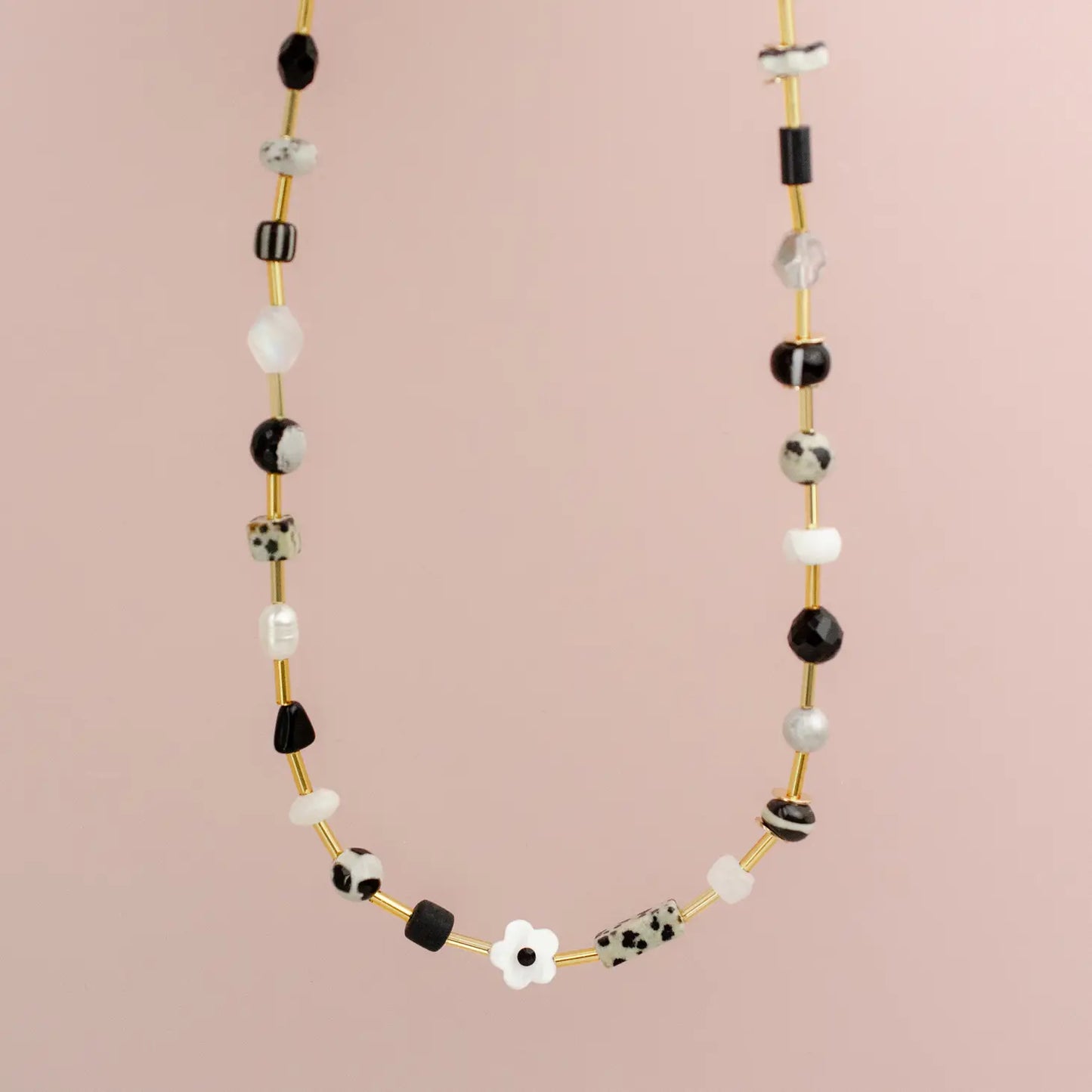 Lauren Black and White Bead Necklace