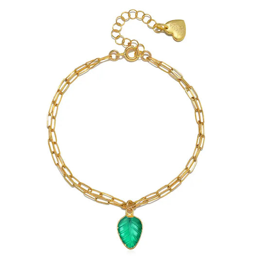 Green Leaf Gold Chain Bracelet