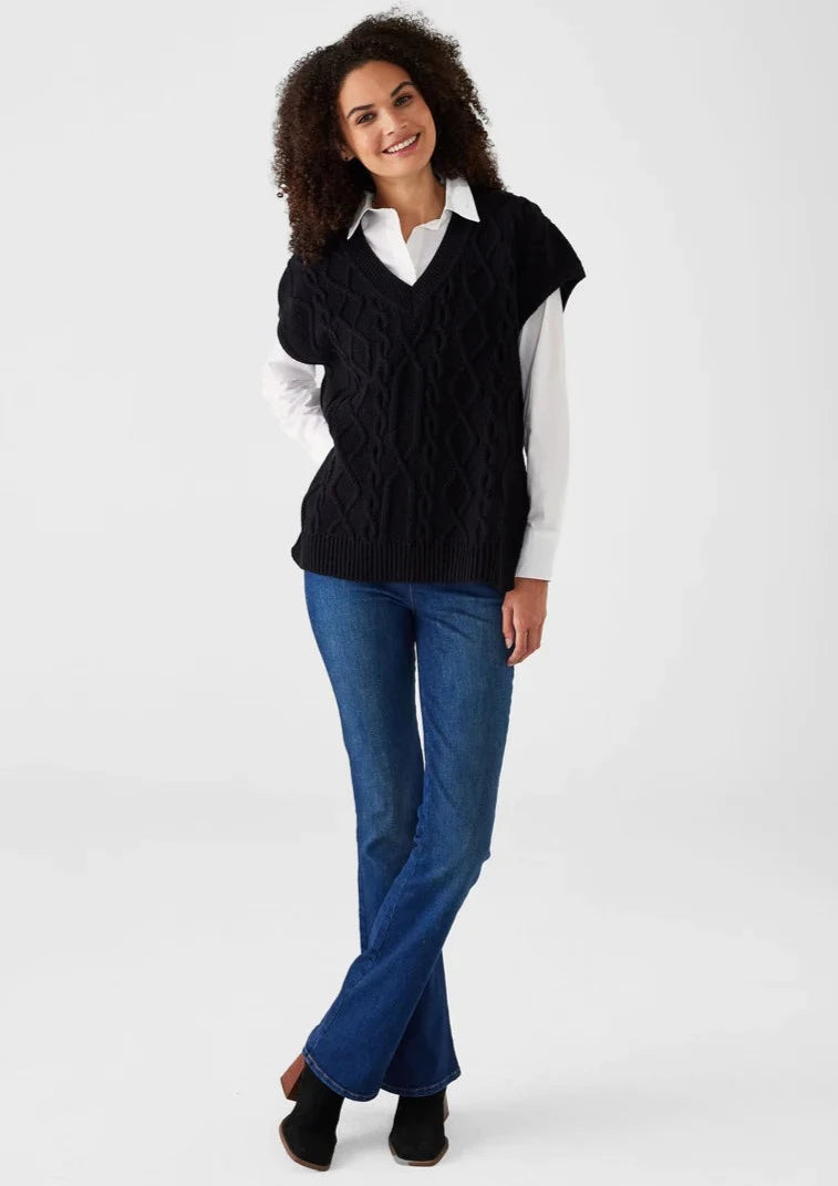 Lisbon Black V-Neck Sweater Vest