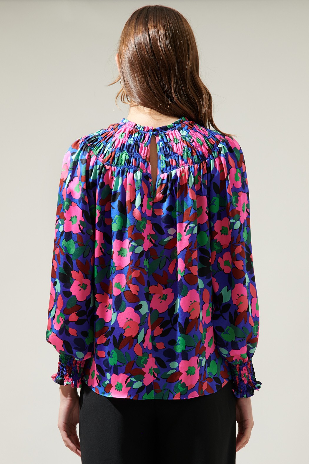 Lizzy Berry Floral Smocked Blouse