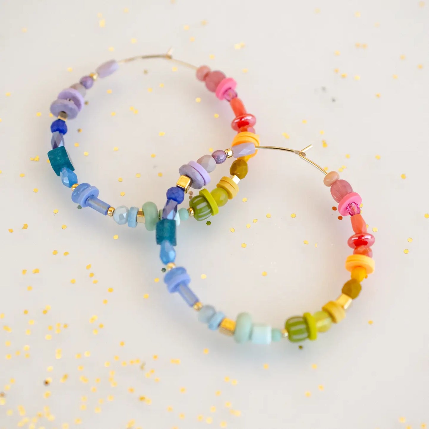 Mae Rainbow Beaded Hoops