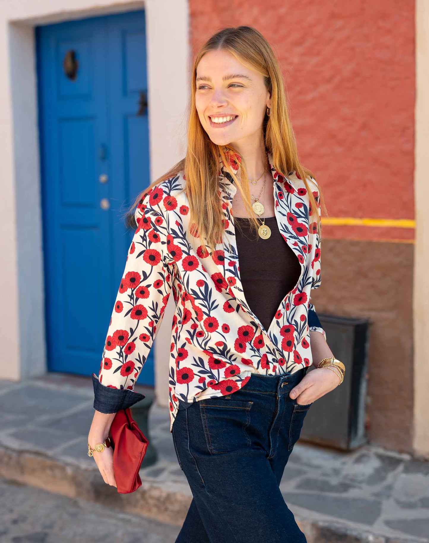 Margot Button Up Shirt - Poppy