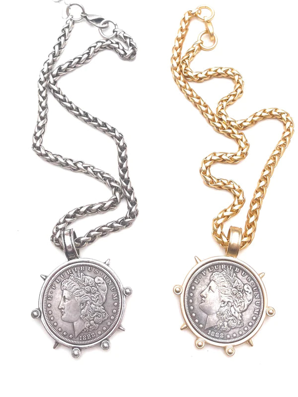 Morgan Large Coin Silver Necklace