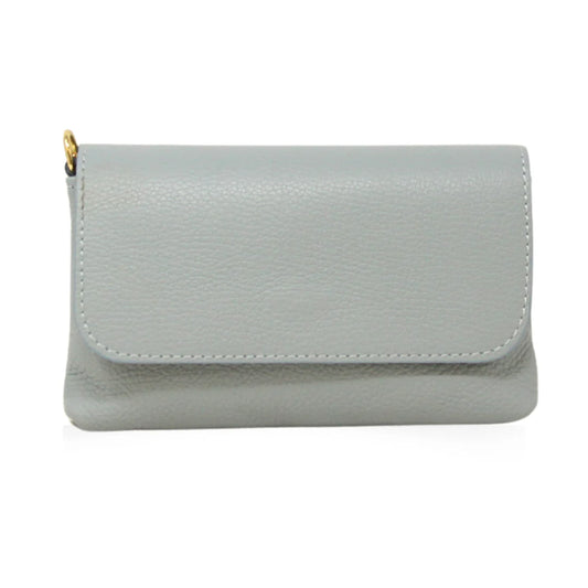Kate Light Blue Leather Crossbody Clutch