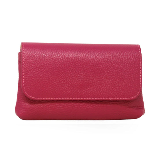 Kate Fuchsia Leather Crossbody Clutch