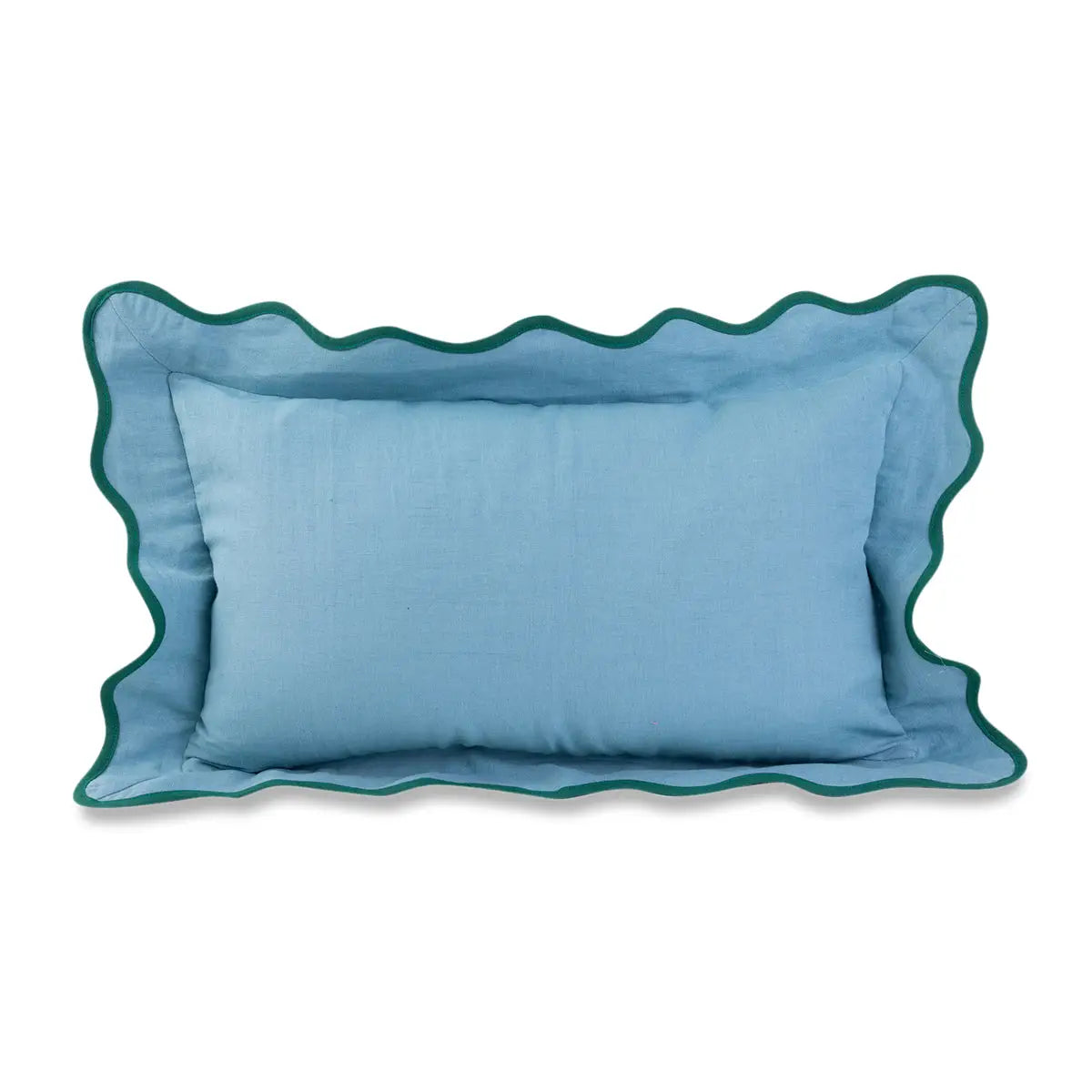 Penelope Aqua Scalloped Lumbar Pillow