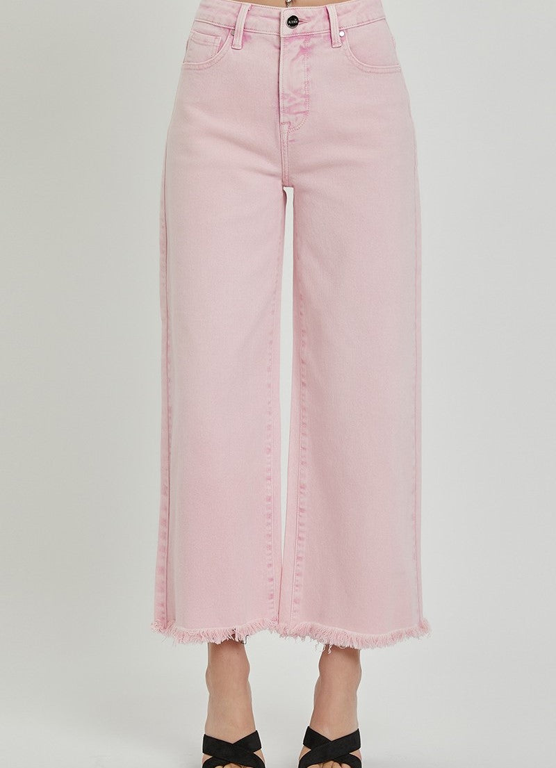 Annie Pink High Rise Wide Leg Jeans