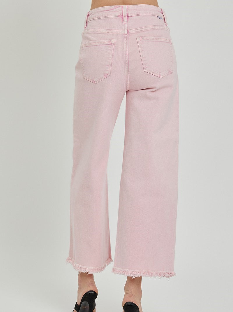 Annie Pink High Rise Wide Leg Jeans