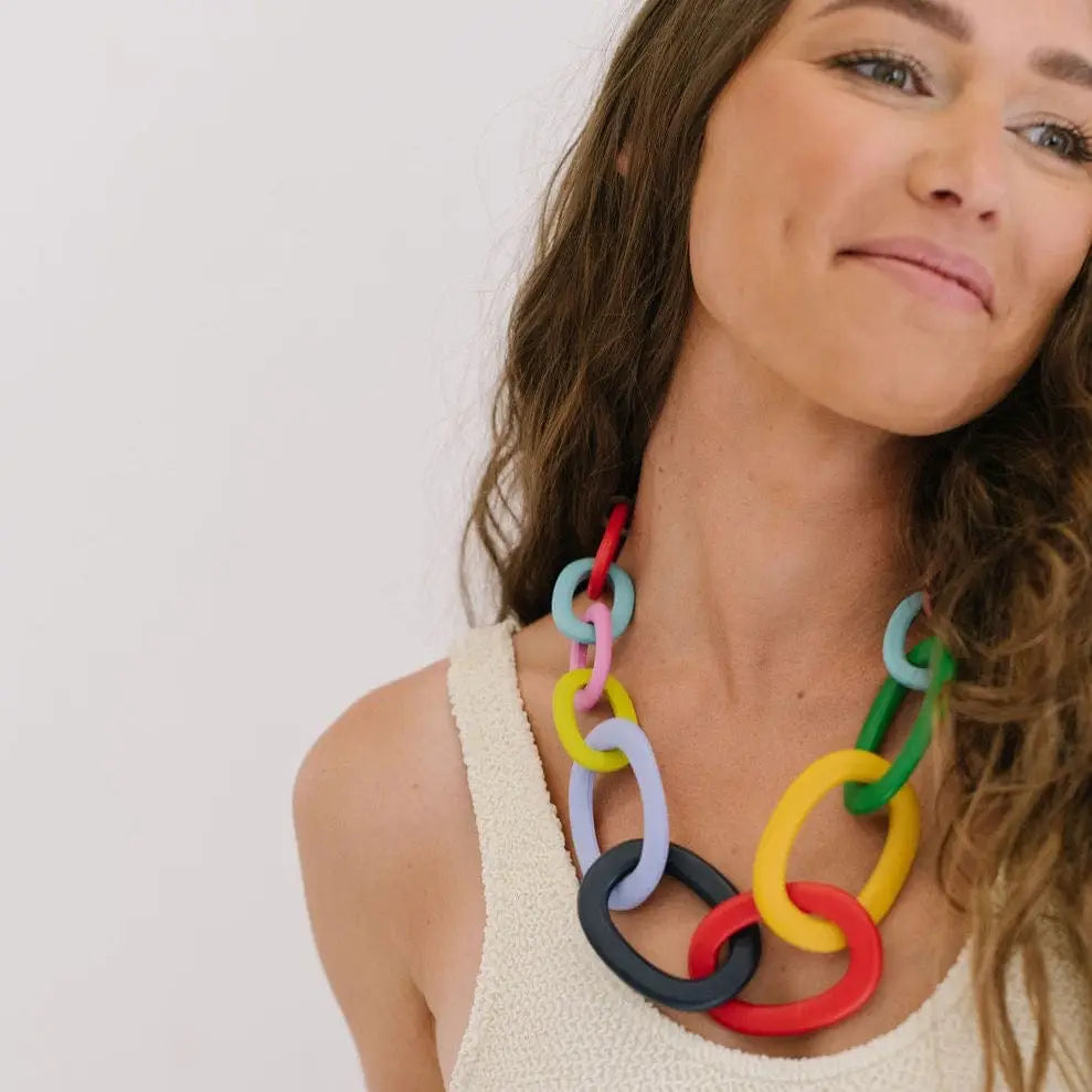 Rainbow Chunky Chain Necklace