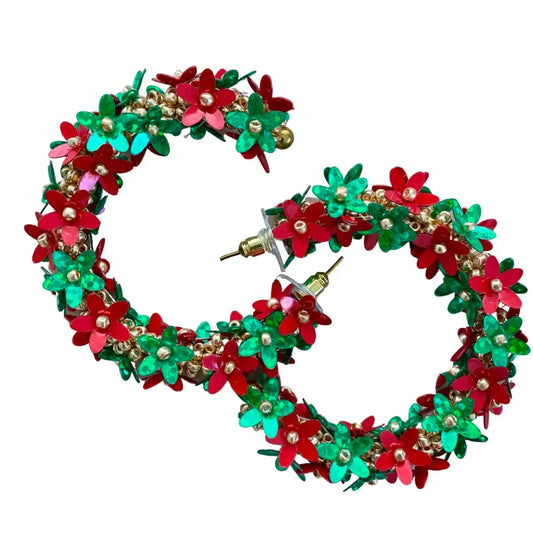 Green and Red Flower Hoops