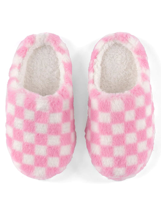 Lucy Pink & White Check Slipper