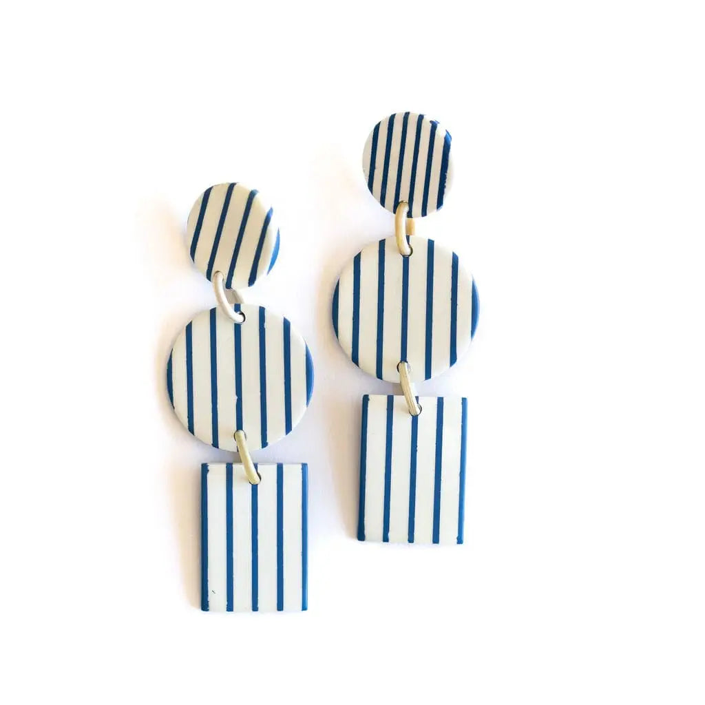 Harbor Blue Stripe Earrings