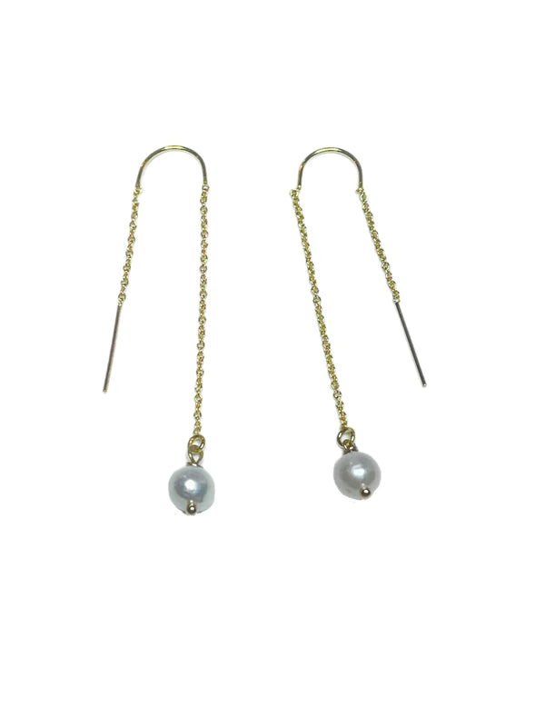 Pearl Drop Threader Earring