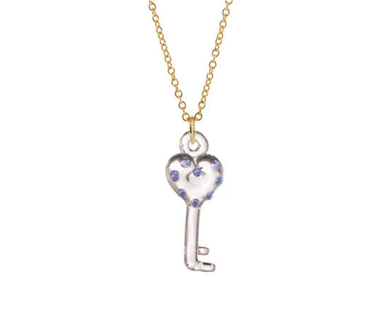 Glass Heart Key Necklace