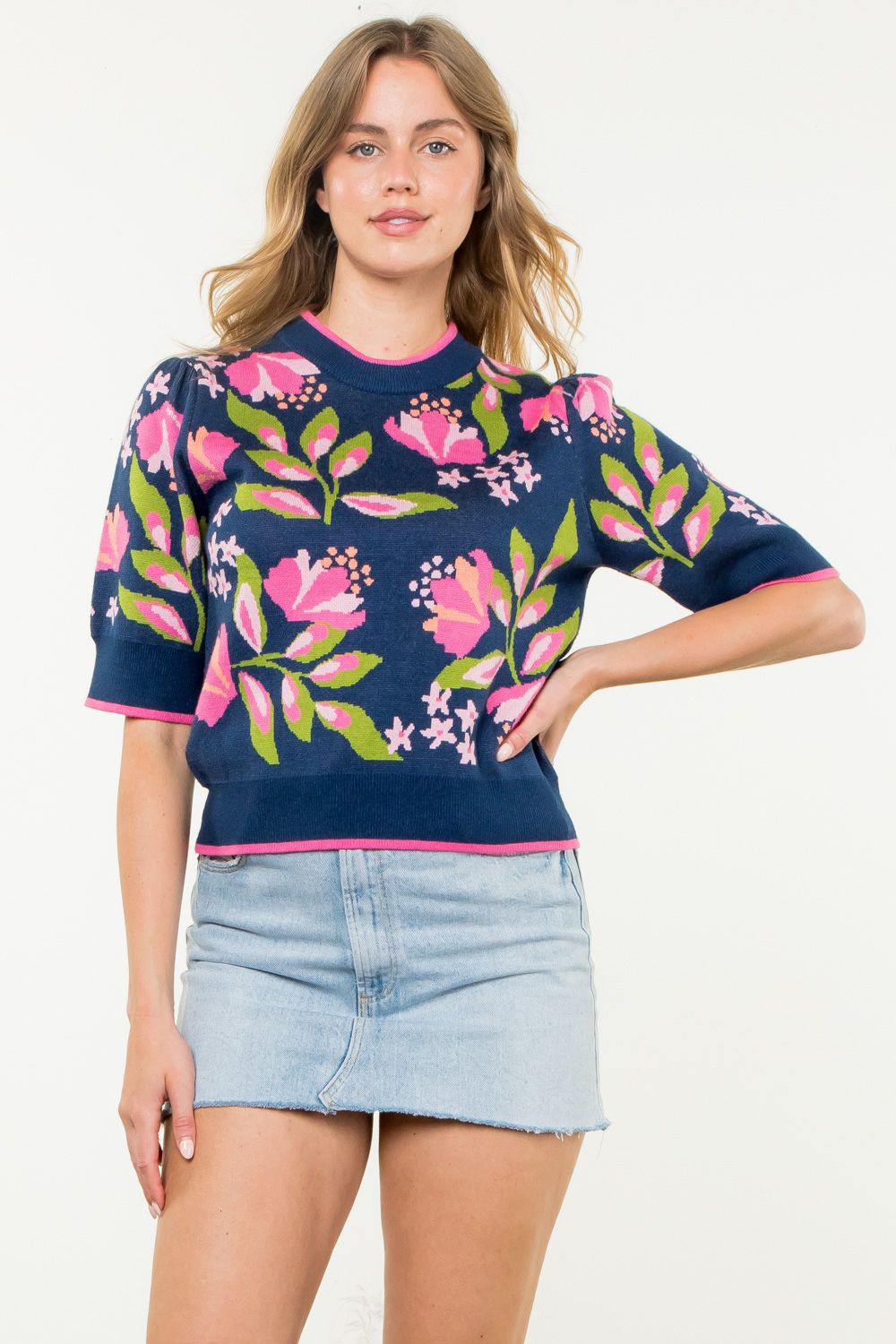 Victoria Navy Floral Sweater