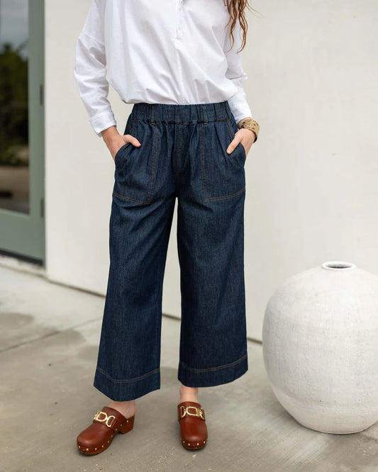 Sammie Wide Leg Pant - Rinse Chambray