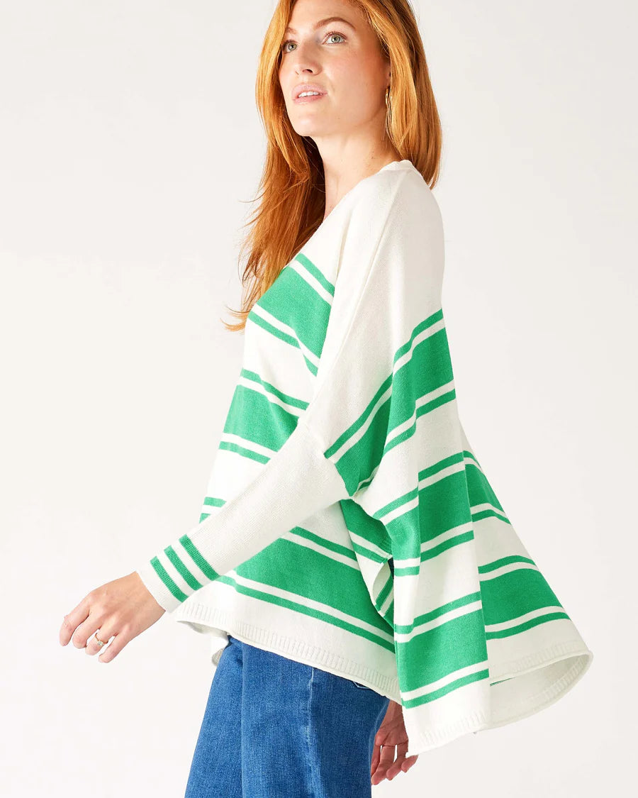 Catalina Jade Stripe V-Neck Sweater