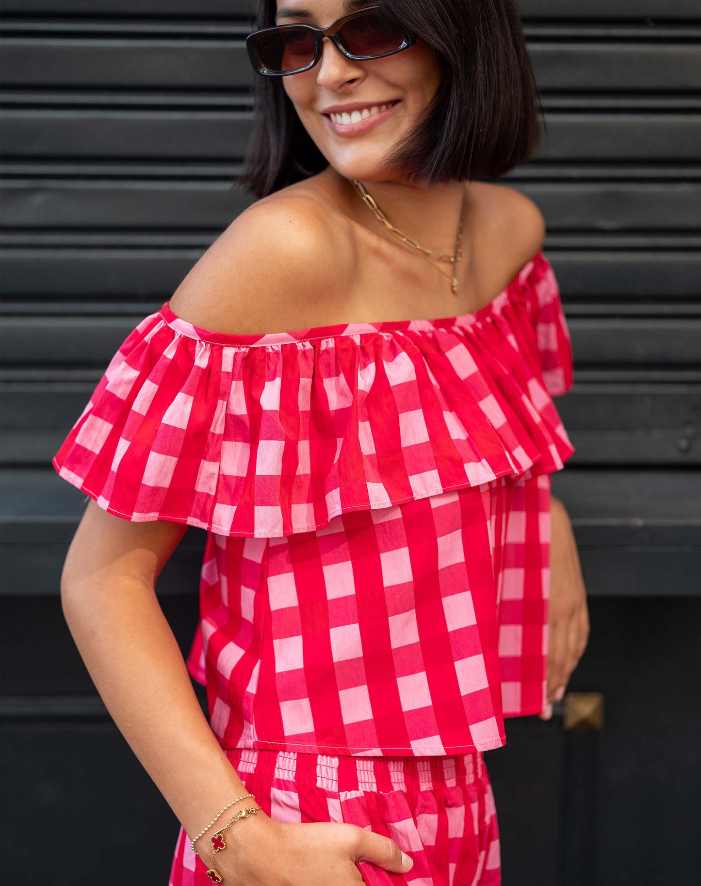Veranda Ruffle Top - Buffalo Check