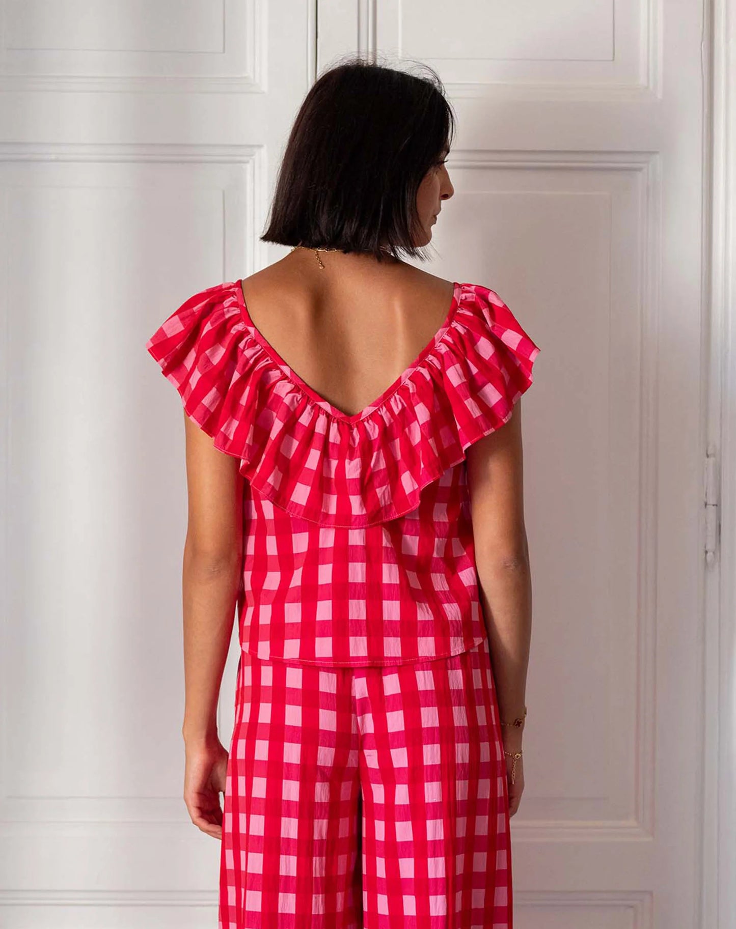 Veranda Ruffle Top - Buffalo Check