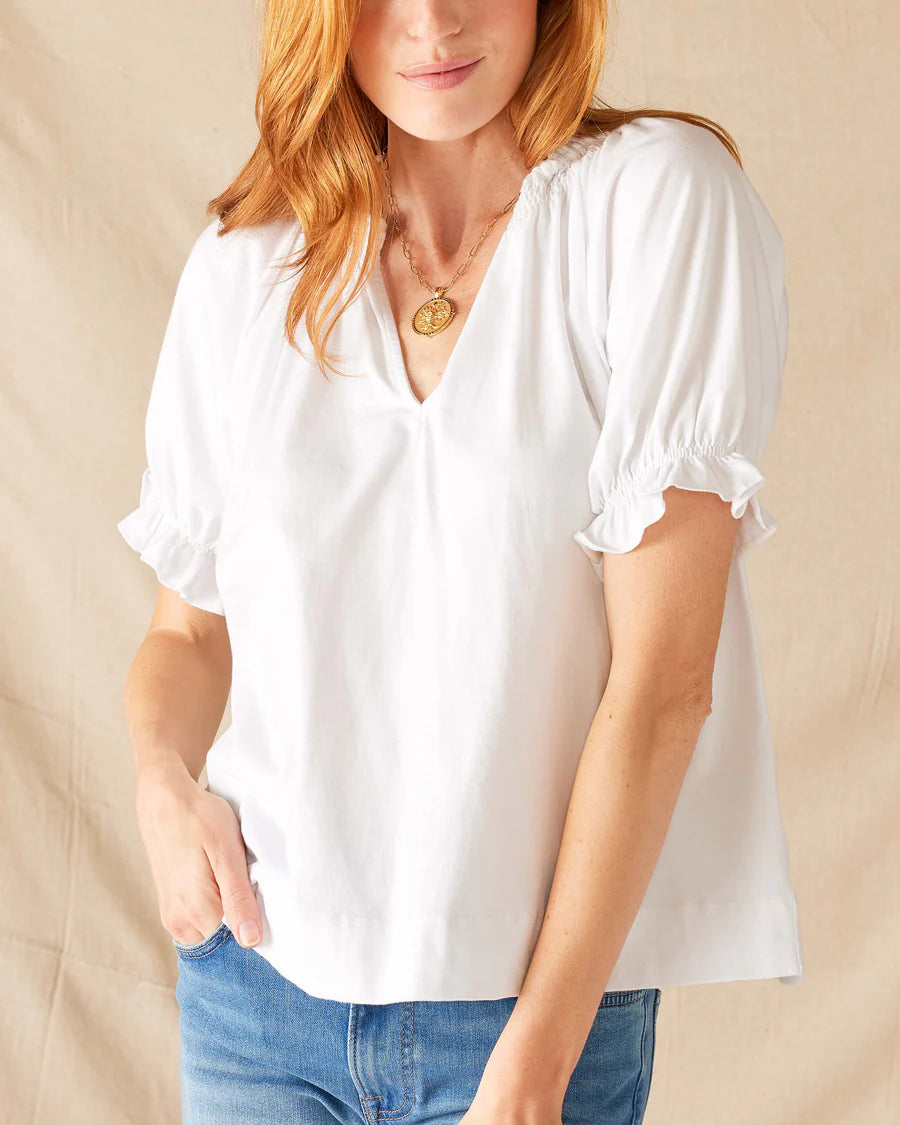 White Pisco Ruffle Tee