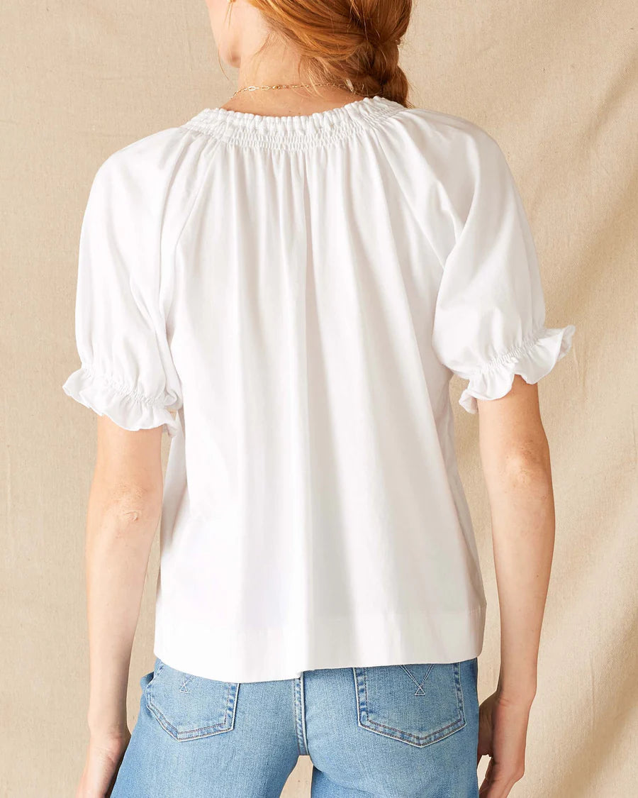 White Pisco Ruffle Tee