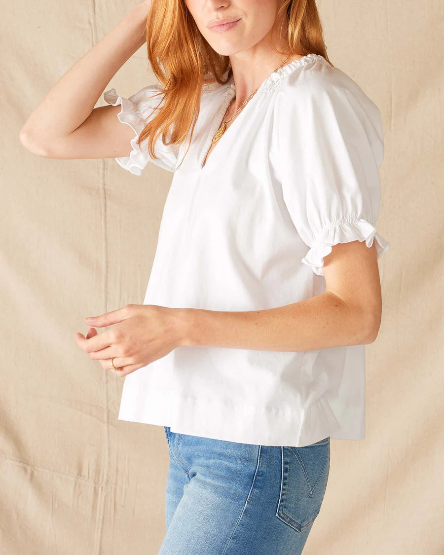 White Pisco Ruffle Tee