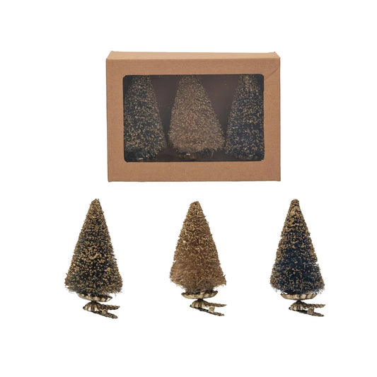 Bottle Brush Tree Clip-On Ornament - Box of 3