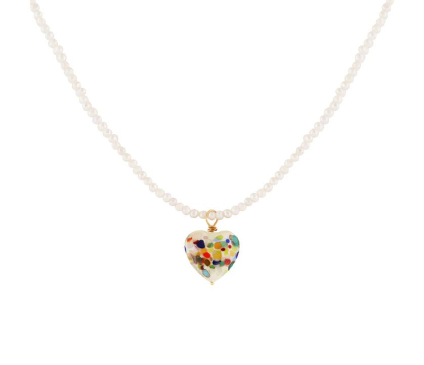 Confetti Heart Glass Necklace